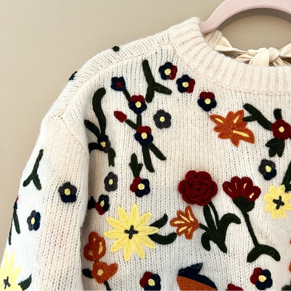 NWT Anthropologie Floral Appliqued Sweater Tunic Dress - Picture 5 of 16